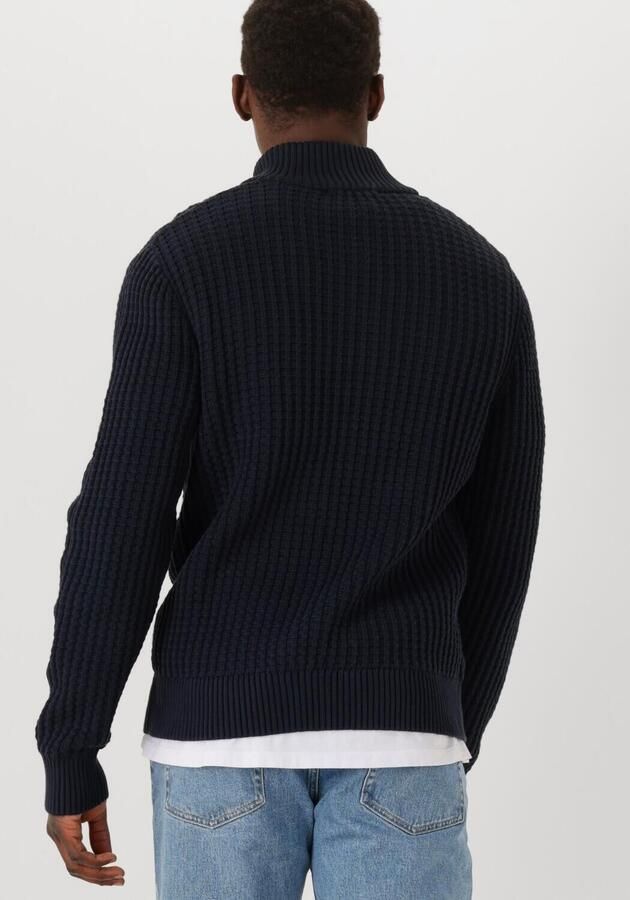 SELECTED MEN Heren Truien & Vesten Slhtom Ls Knit Structure Half Zip Donkerblauw