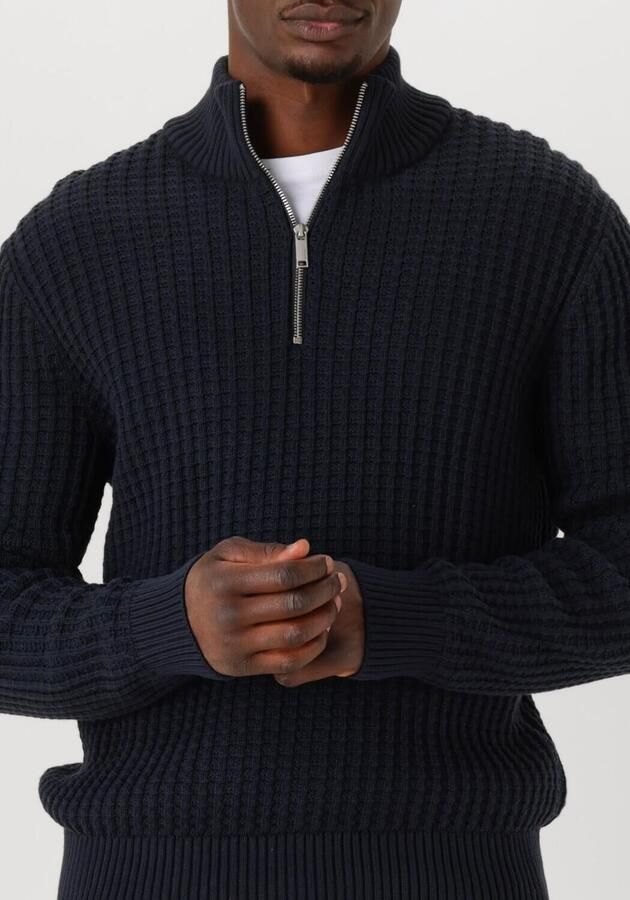 SELECTED MEN Heren Truien & Vesten Slhtom Ls Knit Structure Half Zip Donkerblauw - Foto 2