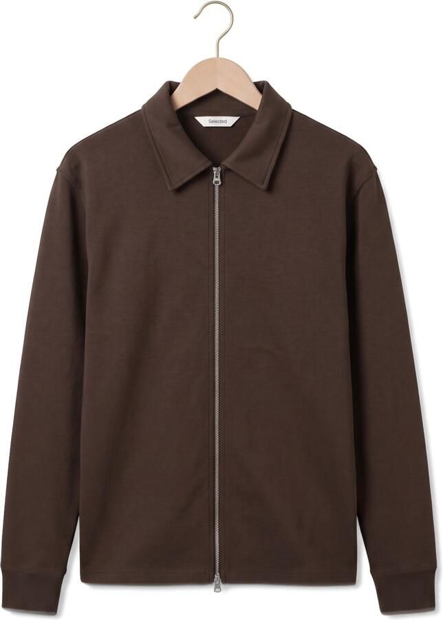 SELECTED MEN Heren Overshirts Slhtom Soft Full Zip Sweat Noos Bruin - Foto 2