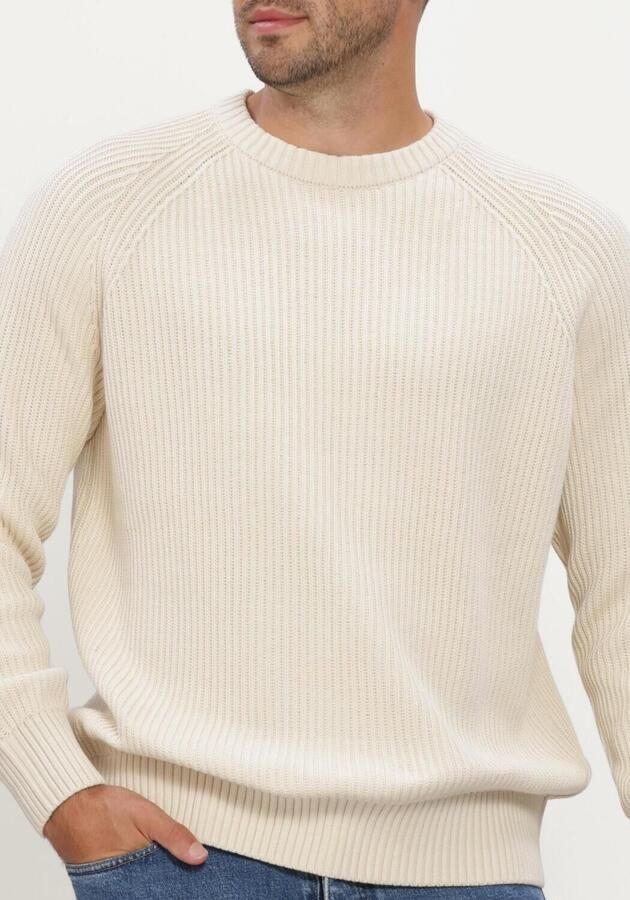 SELECTED MEN Heren Truien & Vesten Slmbraun Knit Rib Crew Neck Noos Gebroken Wit - Foto 4