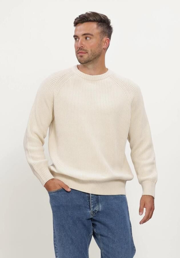 SELECTED MEN Heren Truien & Vesten Slmbraun Knit Rib Crew Neck Noos Gebroken Wit