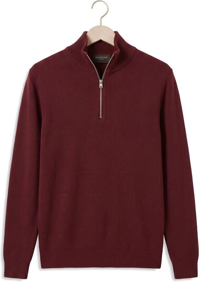 SELECTED MEN Heren Truien & Vesten Slmdane Ls Knit Structure Half Zip Bordeaux - Foto 2