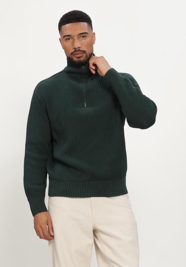 SELECTED MEN Heren Truien & Vesten Slmdry Ls Knit Half Zip Donkergroen