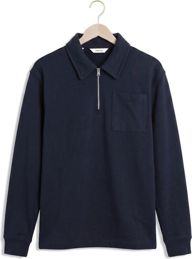 SELECTED MEN Heren Truien & Vesten Slmscott Ls Half Zip Sweat Donkerblauw - Foto 2