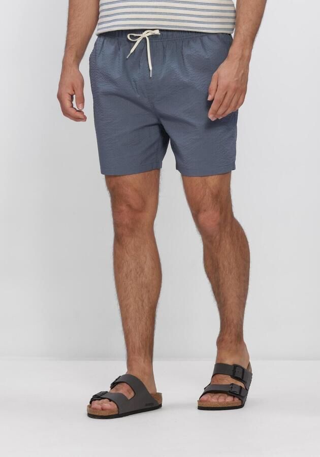 SELECTED MEN Heren Zwembroeken Slhcooper-seersucker Swimshorts Blauw
