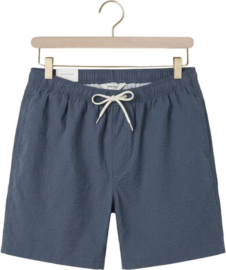 SELECTED MEN Heren Zwembroeken Slhcooper-seersucker Swimshorts Blauw - Foto 2