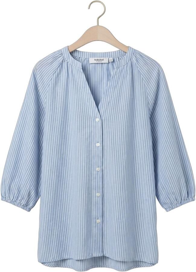 Selected relaxed fit overhemdblouse mix van katoen en linnen model 'ALBERTA' - Foto 2