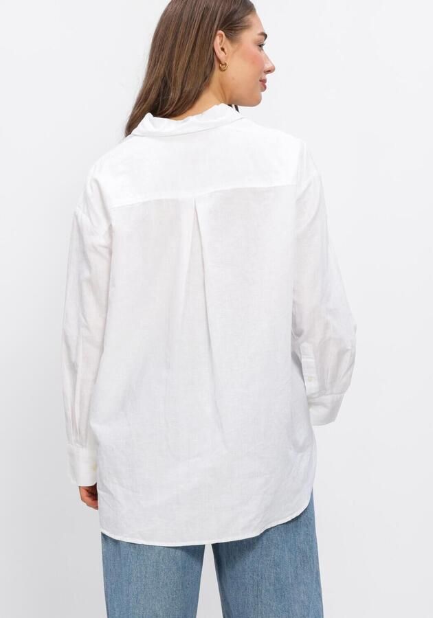 SELECTED WOMEN Dames Blouses Slfcleo Oversize Linen Blend Shirt Wit - Foto 3