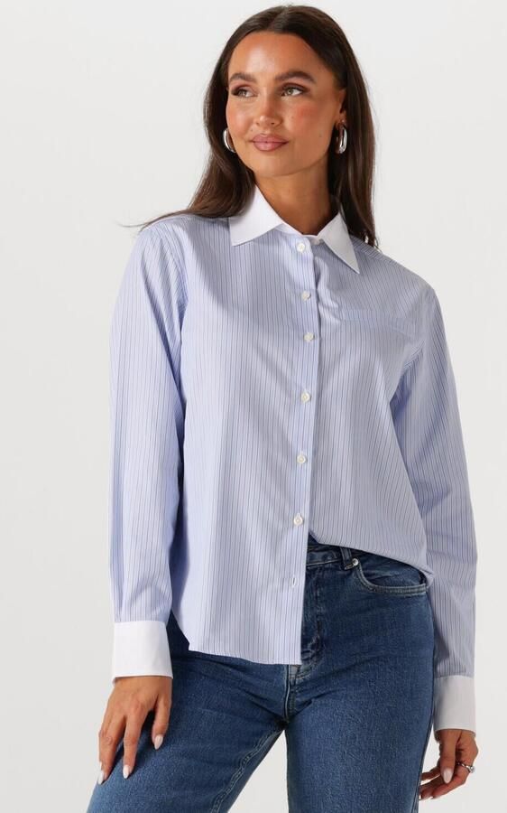 SELECTED WOMEN Dames Blouses Slfilina Relaxed Contrast Ls Shirt Lichtblauw - Foto 4