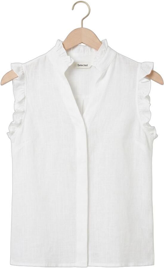 Selected Femme Blousetop van een mix van viscose en linnen model 'VIVA' - Foto 4