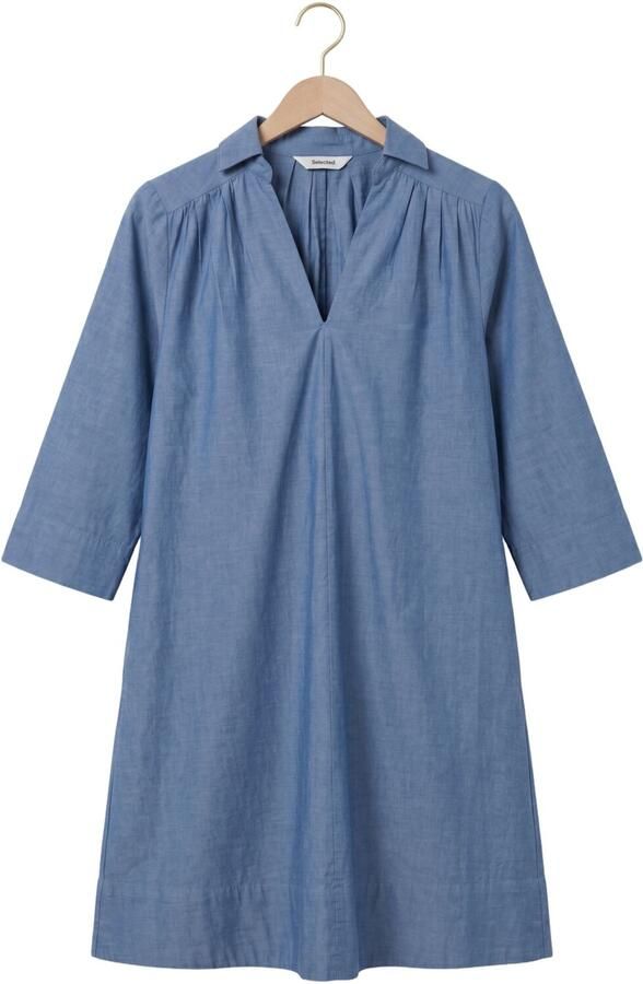 SELECTED WOMEN Dames Jurken Slfkira Talia Oversize 3 4 Dress Blauw - Foto 4