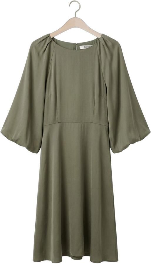 SELECTED WOMEN Dames Jurken Slflaurina 3 4 Short Open Back Dress Olijf - Foto 4