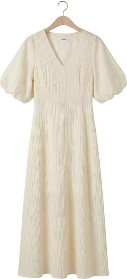 SELECTED WOMEN Dames Jurken Slfmaddie Ss Closed Back Midi Dress Ecru - Foto 4