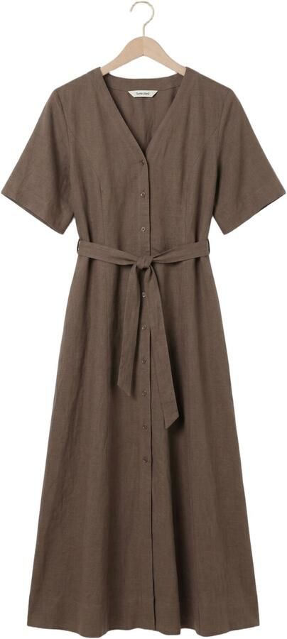 SELECTED WOMEN Dames Jurken Slfviva Regular Linen Blend Dress Bruin - Foto 4