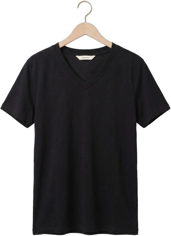 SELECTED WOMEN Dames Tops & T-shirts Slfessential Ss V-neck Tee Zwart - Foto 2