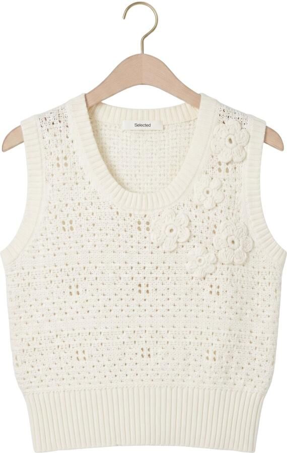 SELECTED WOMEN Dames Tops & T-shirts Slfkarla Sl Knit U-neck Top Creme - Foto 4