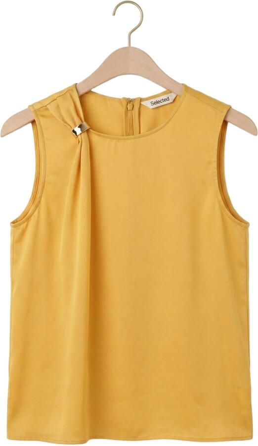 SELECTED WOMEN Dames Tops & T-shirts Slflaura Sl Trim Top B Oker - Foto 4