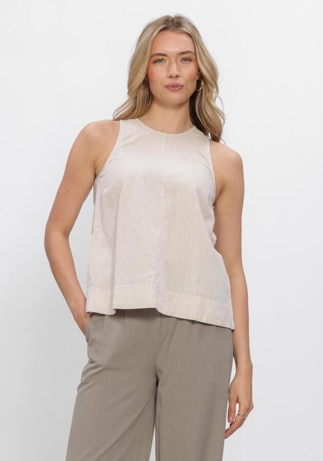 Selected regular fit blousetop van mix van katoen en linnen model 'LUISA'
