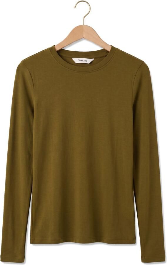 SELECTED WOMEN Dames Tops & T-shirts Slfmanja Ls O-neck Olijf - Foto 4