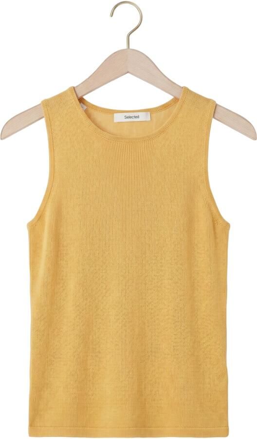 SELECTED WOMEN Dames Tops & T-shirts Slfmoon Sus Sl Knit Top Oker - Foto 4