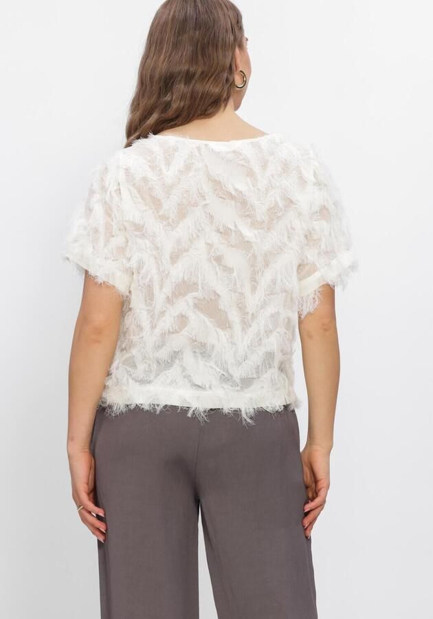 SELECTED WOMEN Dames Tops & T-shirts Slfmyline Ss Boat Neck Top Gebroken Wit - Foto 3