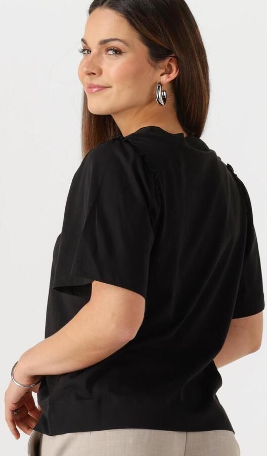 SELECTED WOMEN Dames Tops & T-shirts Slfpenelope 2 4 Ruffle Tee Zwart - Foto 3