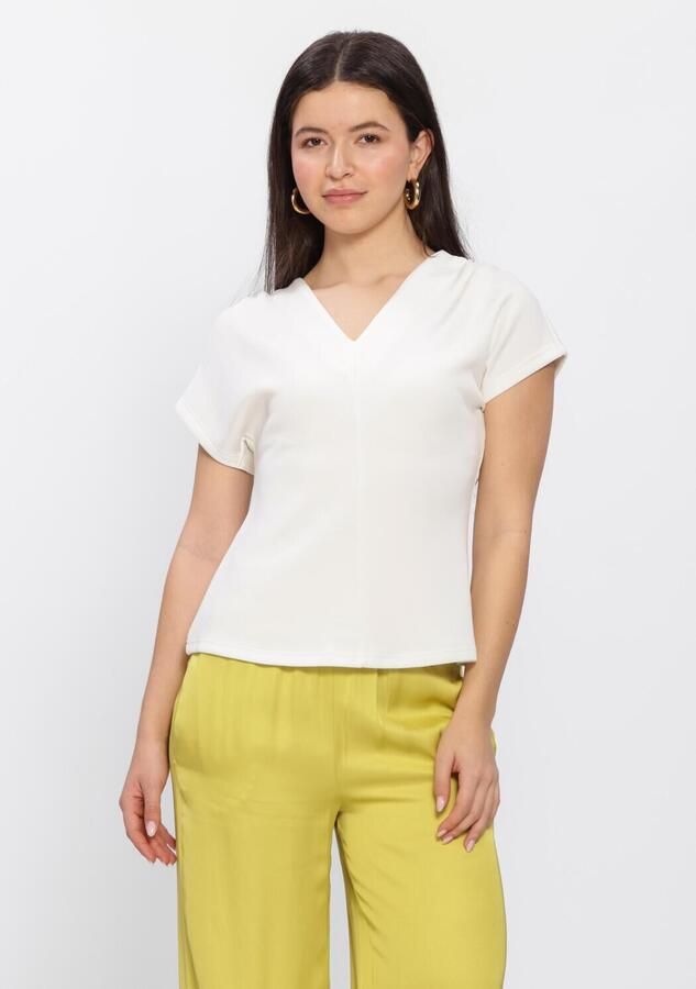 SELECTED WOMEN Dames Tops & T-shirts Slftenny Ss V-neck Gathered Top Gebroken Wit