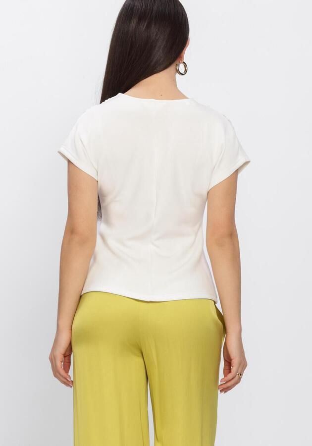SELECTED WOMEN Dames Tops & T-shirts Slftenny Ss V-neck Gathered Top Gebroken Wit - Foto 4