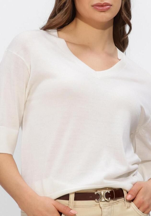 SELECTED WOMEN Dames Tops & T-shirts Slfthea Ss Knit Merino V-neck Gebroken Wit - Foto 3
