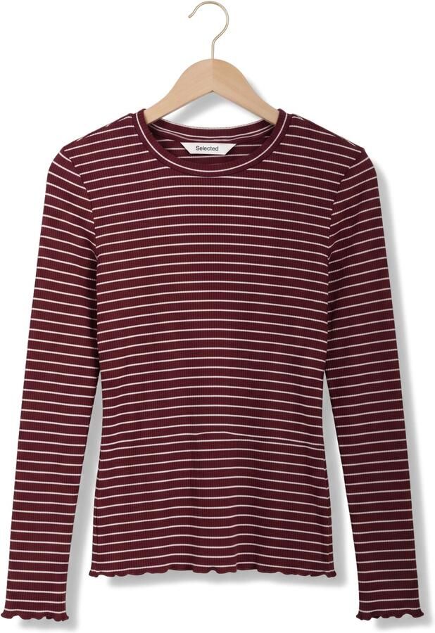 SELECTED WOMEN Dames Tops & T-shirts Slwanna Ls Crew Neck Tee Str Noos Bordeaux - Foto 4