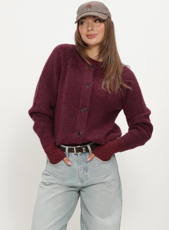 SELECTED WOMEN Dames Truien & Vesten Slflulu Ls Knit Short Cardigan Bordeaux