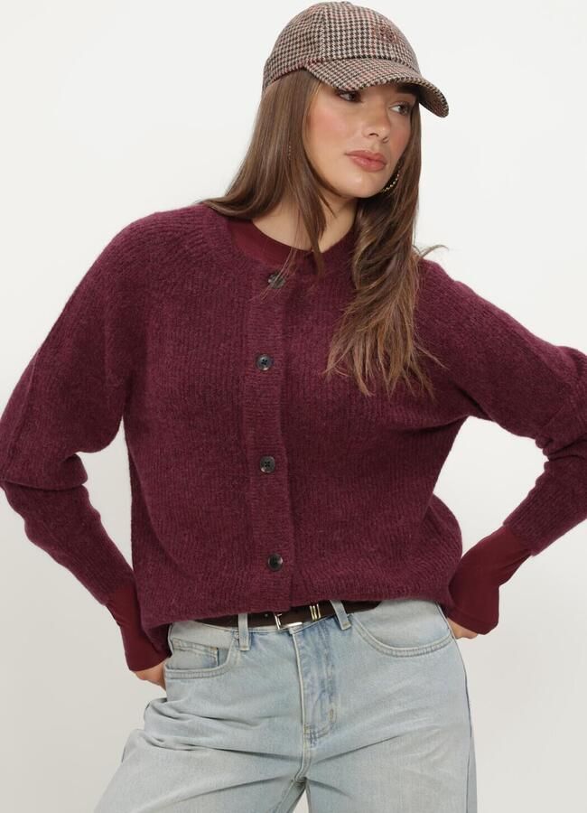 SELECTED WOMEN Dames Truien & Vesten Slflulu Ls Knit Short Cardigan Bordeaux - Foto 2