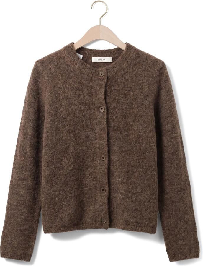 SELECTED WOMEN Dames Truien & Vesten Slflulu New Ls Knit Cardigan Bruin - Foto 2