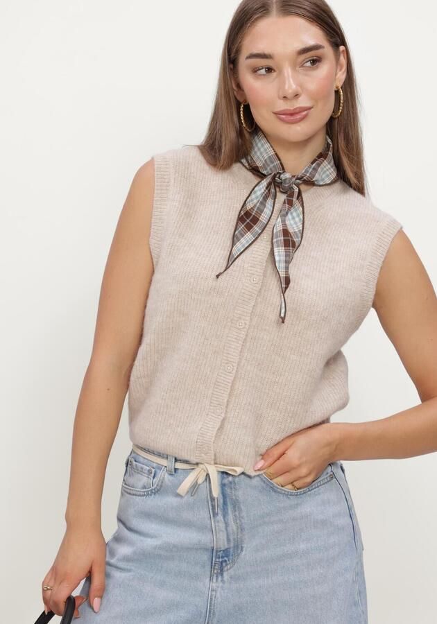 SELECTED WOMEN Dames Truien & Vesten Slflulu Sl Button O-neck Vest Beige