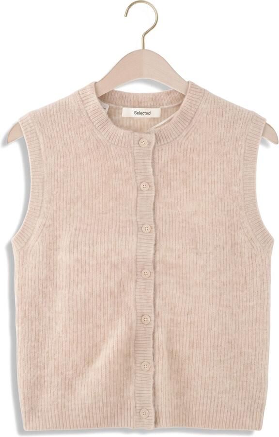 SELECTED WOMEN Dames Truien & Vesten Slflulu Sl Button O-neck Vest Beige - Foto 4