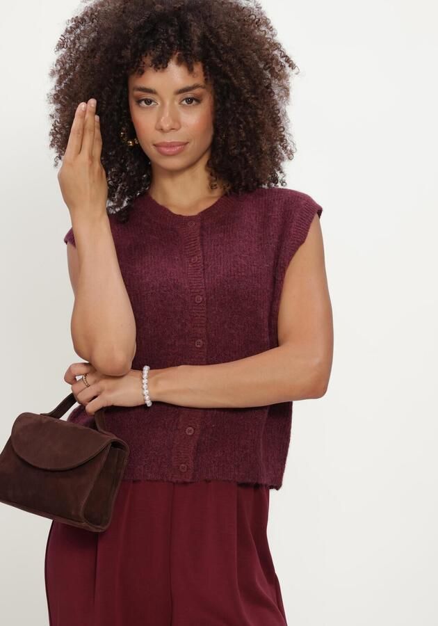 SELECTED WOMEN Dames Truien & Vesten Slflulu Sl Button O-neck Vest Bordeaux - Foto 3