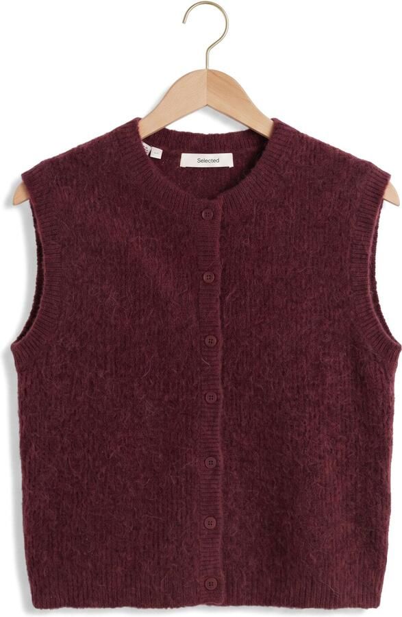 SELECTED WOMEN Dames Truien & Vesten Slflulu Sl Button O-neck Vest Bordeaux - Foto 4