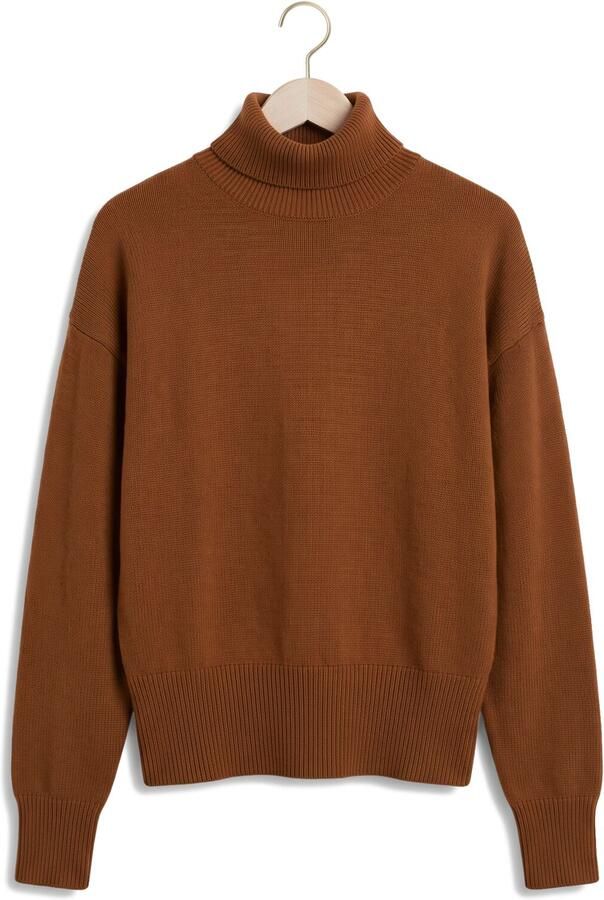 SELECTED WOMEN Dames Truien & Vesten Slwellie Ls Knit Roll Neck Bruin - Foto 4