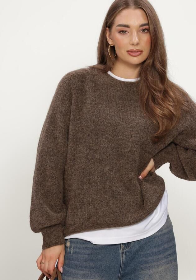 SELECTED WOMEN Dames Truien & Vesten Slwlulu Ls Knit Relaxed O-neck Bruin - Foto 4