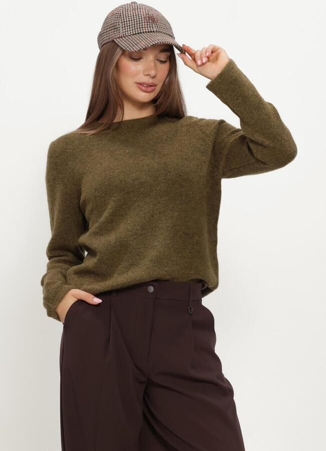 SELECTED WOMEN Dames Truien & Vesten Slwlulu New Ls Knit O-neck Olijf