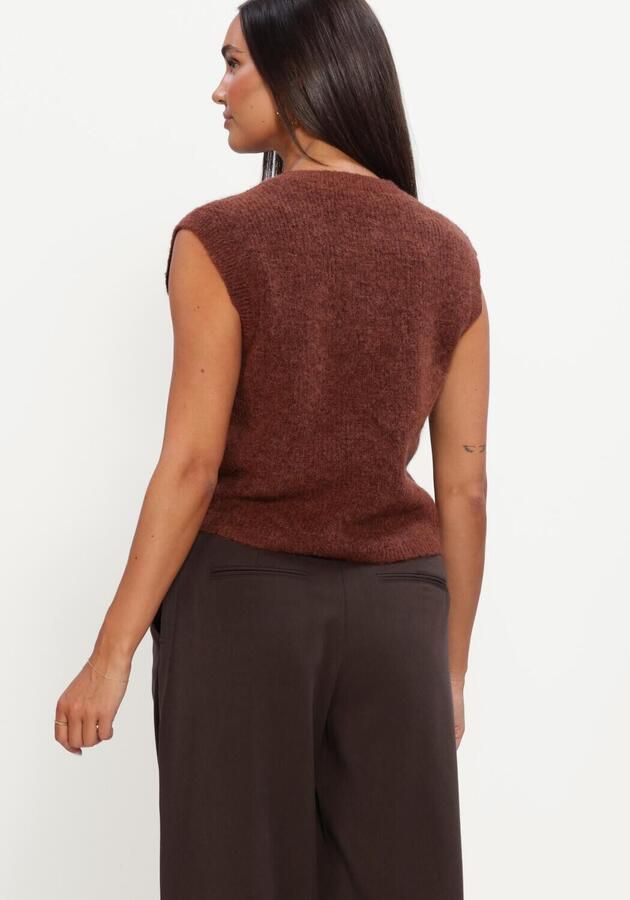 SELECTED WOMEN Dames Truien & Vesten Slwlulu Sl Button O-neck Vest Bruin - Foto 2