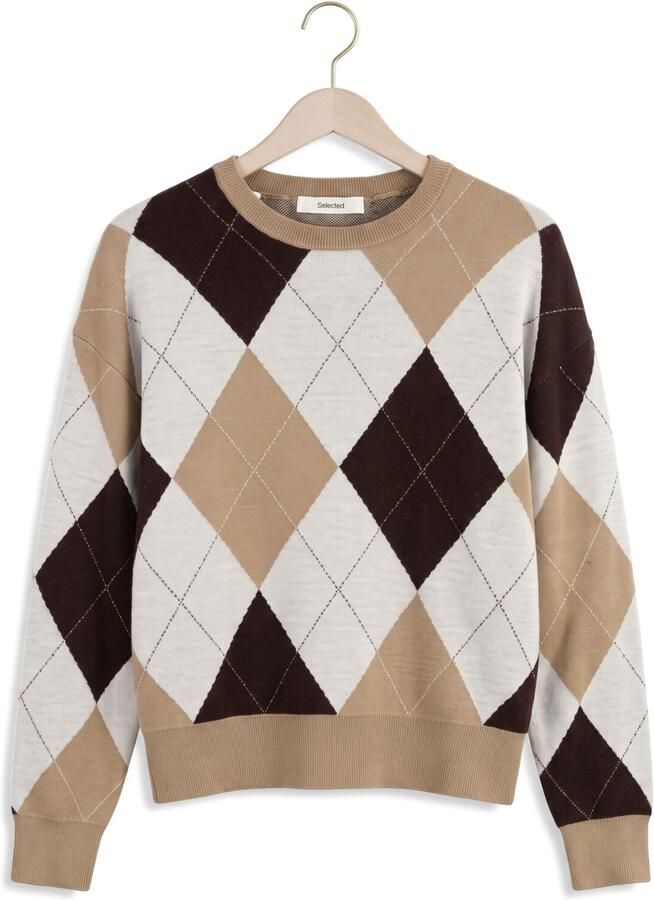 SELECTED WOMEN Dames Truien & Vesten Slwthea Ls Knit Argyle O-neck Multi - Foto 2