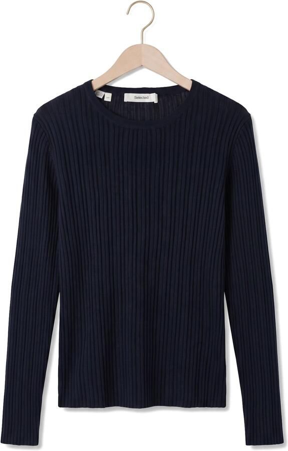 SELECTED WOMEN Dames Truien & Vesten Slwtoledo Ls Knit Structure Oneck Donkerblauw - Foto 4