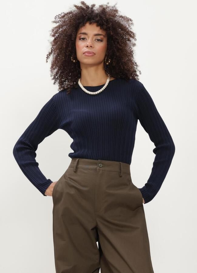 SELECTED WOMEN Dames Truien & Vesten Slwtoledo Ls Knit Structure Oneck Donkerblauw - Foto 2
