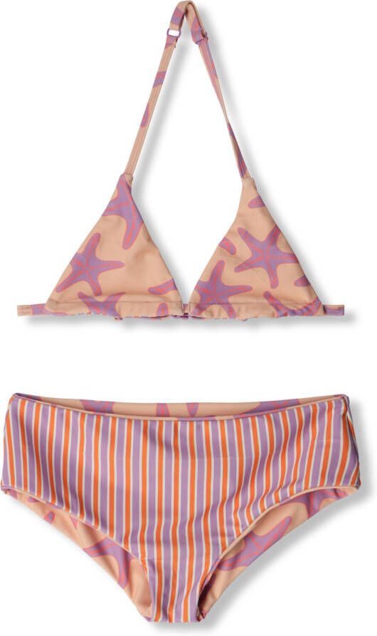 SHIWI Meisjes Zwemkleding Lizzy Reversible Bikini Set Striped Starfish Perzik