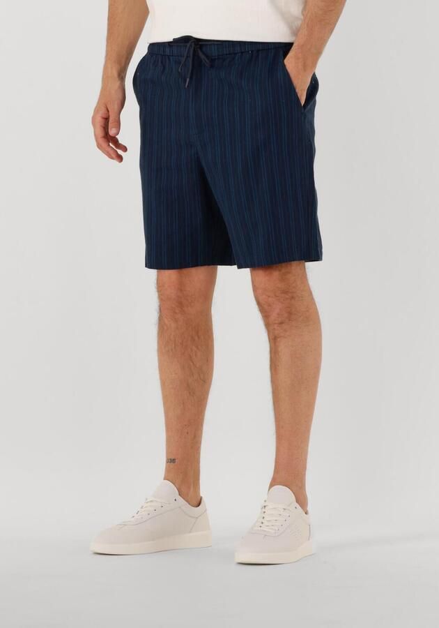 SHIWI Heren Broeken Men Lewis Linen Shorts Yam Dye Stripes Donkerblauw - Foto 4