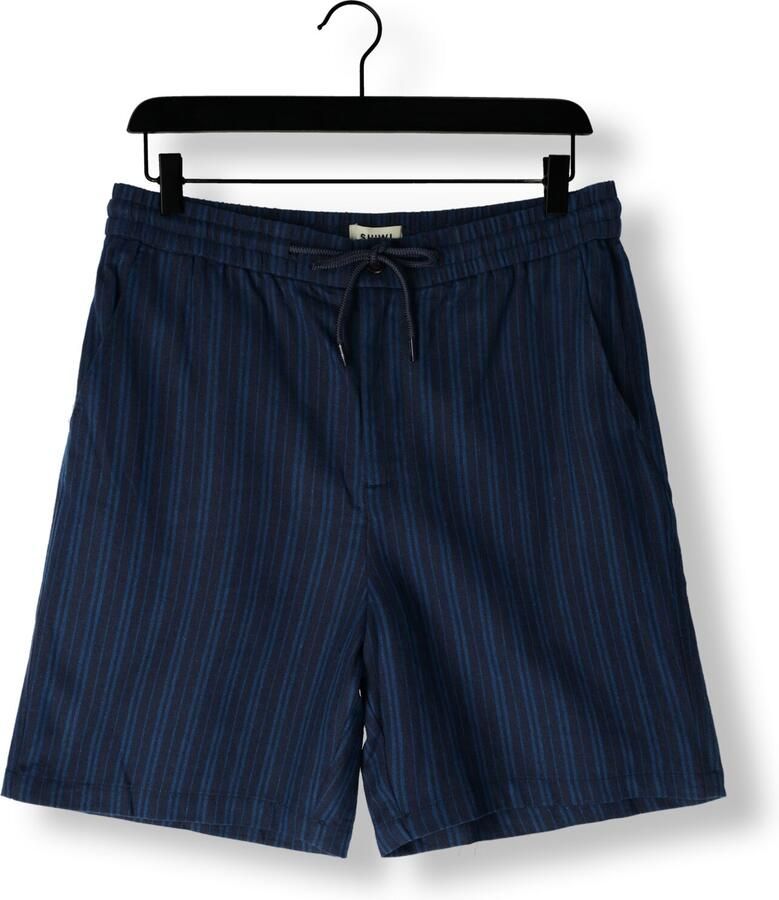 SHIWI Heren Broeken Men Lewis Linen Shorts Yam Dye Stripes Donkerblauw - Foto 1