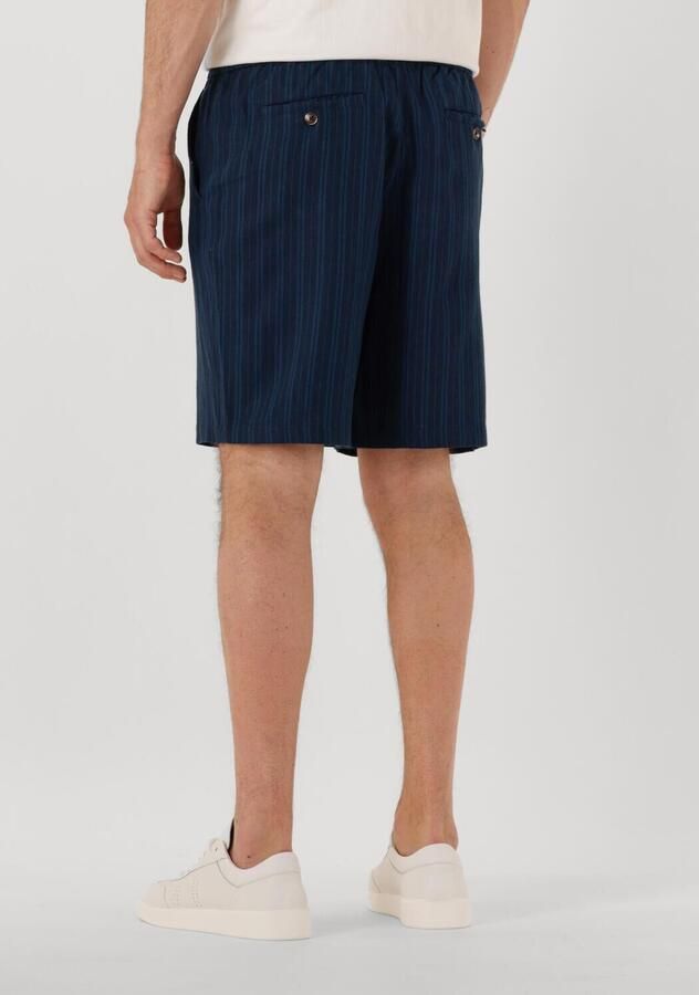 SHIWI Heren Broeken Men Lewis Linen Shorts Yam Dye Stripes Donkerblauw - Foto 2