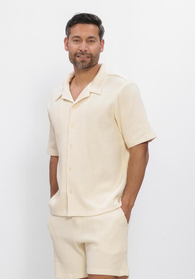 SHIWI Heren Overhemden Dean Waffle Structure Shortsleeve Creme