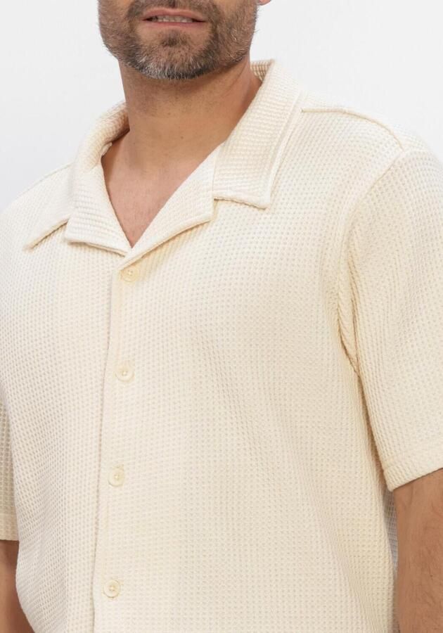 SHIWI Heren Overhemden Dean Waffle Structure Shortsleeve Creme - Foto 4